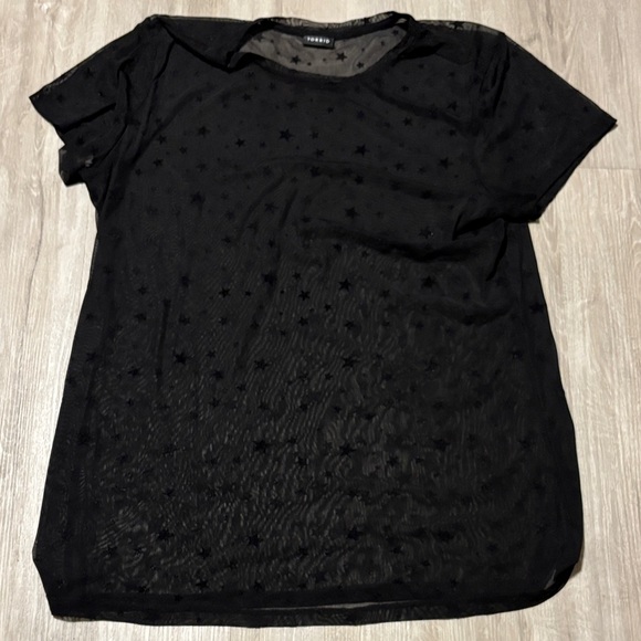 torrid Tops - Torrid Black Starry Sheer Tee